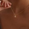 925 Sterling Silver Teardrop Diamond Necklace Single Pear