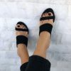 Black Sandals Suede Heeled Mules Leather Slip On
