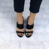 Black Sandals Suede Heeled Mules Leather Slip On