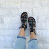 Black Sandals Leather Gladiator With Silver Studs Summer