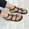 Black Leather Gladiator Sandals Greek Summer Shoes.