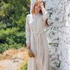 Linen Shirt Dress Button Down Long Sleeve Maxi