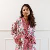 Long Hand Block Print Kimono Robe In Vibrant