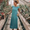 Linen Dress With Pockets Midi Clothing For Women