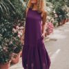 Purple Linen Dress For Women: Sleeveless Summer With
