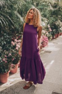 Purple Linen Dress For Women: Sleeveless Summer With