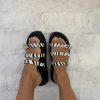 Black Leather Platform Sandals Summer Shoes Buckle Strap